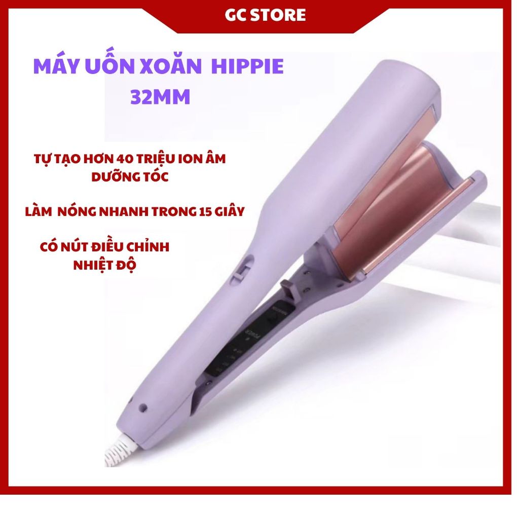 Máy uốn tóc xoăn sóng nước, máy tạo kiểu tóc xoăn 322mm tích hợp ion bảo vệ tóc 4 chế độ nhiệt