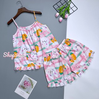 Đồ bộ tole nữ, bộ lanh mặc nhà SHOP5SAO đùi hai dây  (50-80kg)