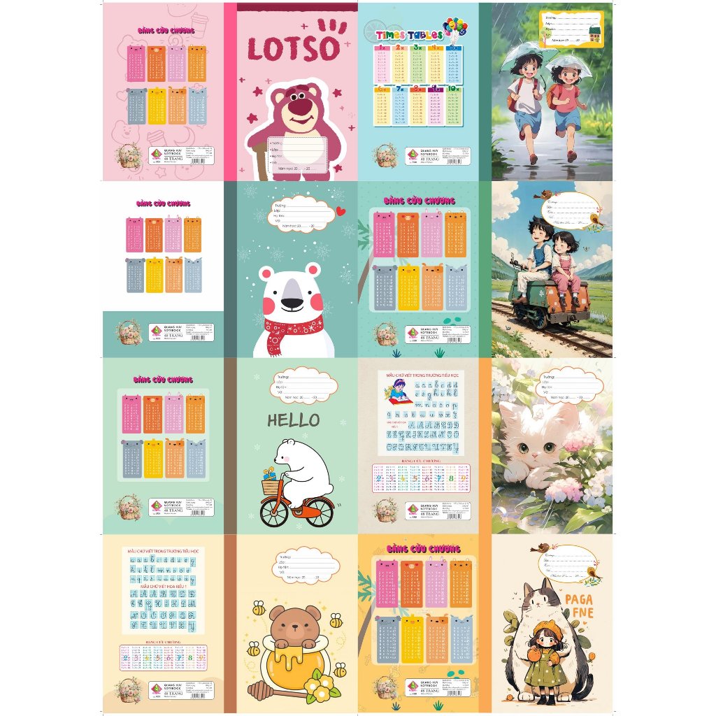 Combo 10 Quyển Vở Ô ly Quang Huy - Vở Ô ly 80 Trang 4 Ly, tập vở viết học sinh cấp 1