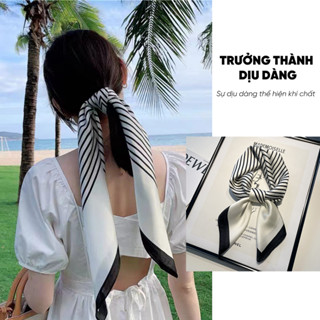 Khăn lụa vuông buộc tóc HUMI khăn bandana đa năng trùm đầu quàng cổ cá tính kích thước 70x70cm