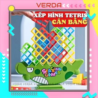 Đồ chơi xếp hình cân bằng tetris khối tháp board game trẻ em 48 64 chi tiết VERDA