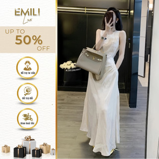 Đầm maxi xếp ly không tay cổ tròn Emili đầm suông dáng xòe phong cách kiểu nữ