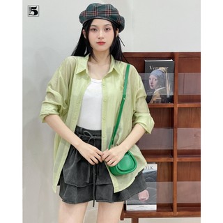 Áo sơ mi mỏng kèm áo dây ba lỗ bên trong, thêu nơ ngực Twenty.5- 6164