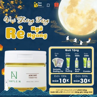 Toner pad kiềm dầu, hỗ trợ trị mụn ample:n acne shot toner pad 60 miếng
