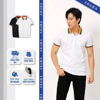 Áo thun cổ polo AKUBA, form slimfit chất vải CVC mềm mịn, co giãn linh hoạt, hút ẫm tốt | 01J0476