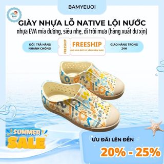 Giày nhựa lỗ Native trẻ em , Giày lội nước siêu mềm thoáng khí cho bé
