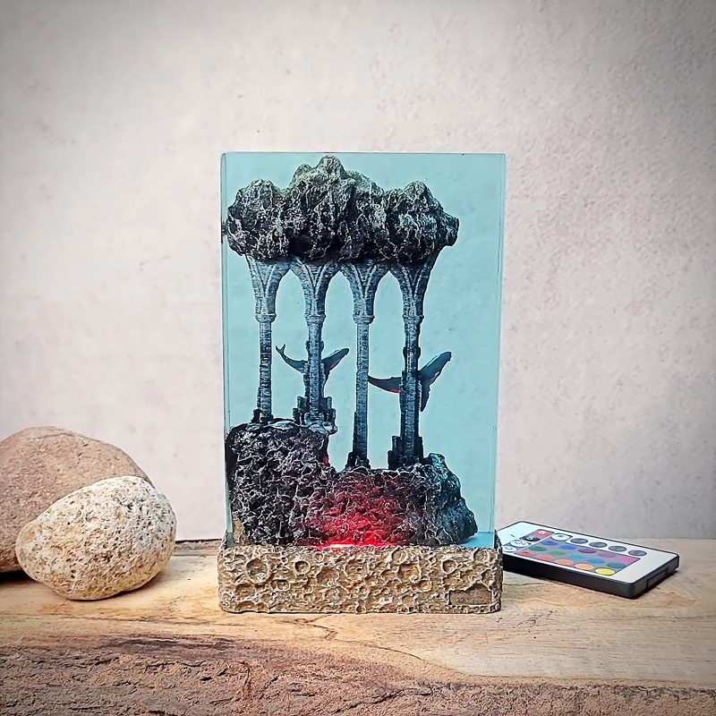 Đèn ngủ Ocean Whale, đèn bàn đại dương, đèn trang trí, đèn ngủ resin, đèn Ocean whale