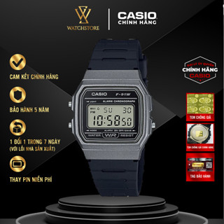 Đồng Hồ Nam Casio F-91WM-1BDF Màu Bạc Nhám Mặt Kính Nhựa 35.2mm Vuông Chống Nước Dây Nhựa Chính Hãng