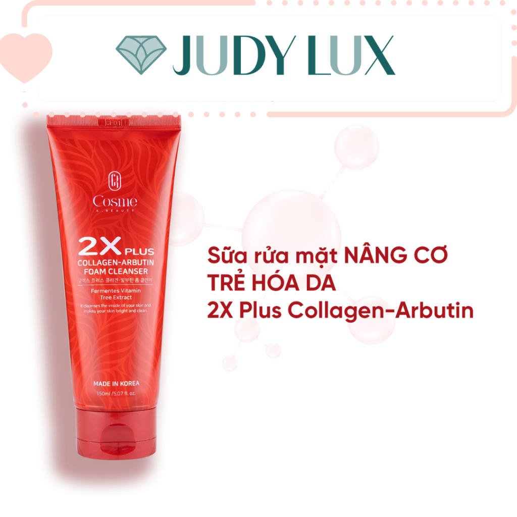 Sữa rửa mặt nâng cơ làm trắng COSME 2X Plus Collagen Arbutin Chính Hãng