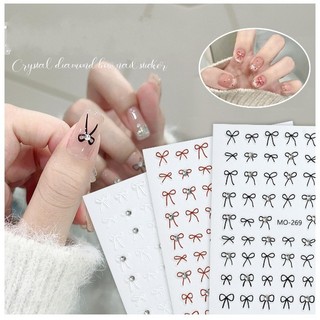 Sticker nail nơ đính đá trang trí móng mã mới