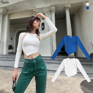 Áo croptop nữ body TOPTIFY tay dài khoét vai lai tim Midas Touch Top AC17