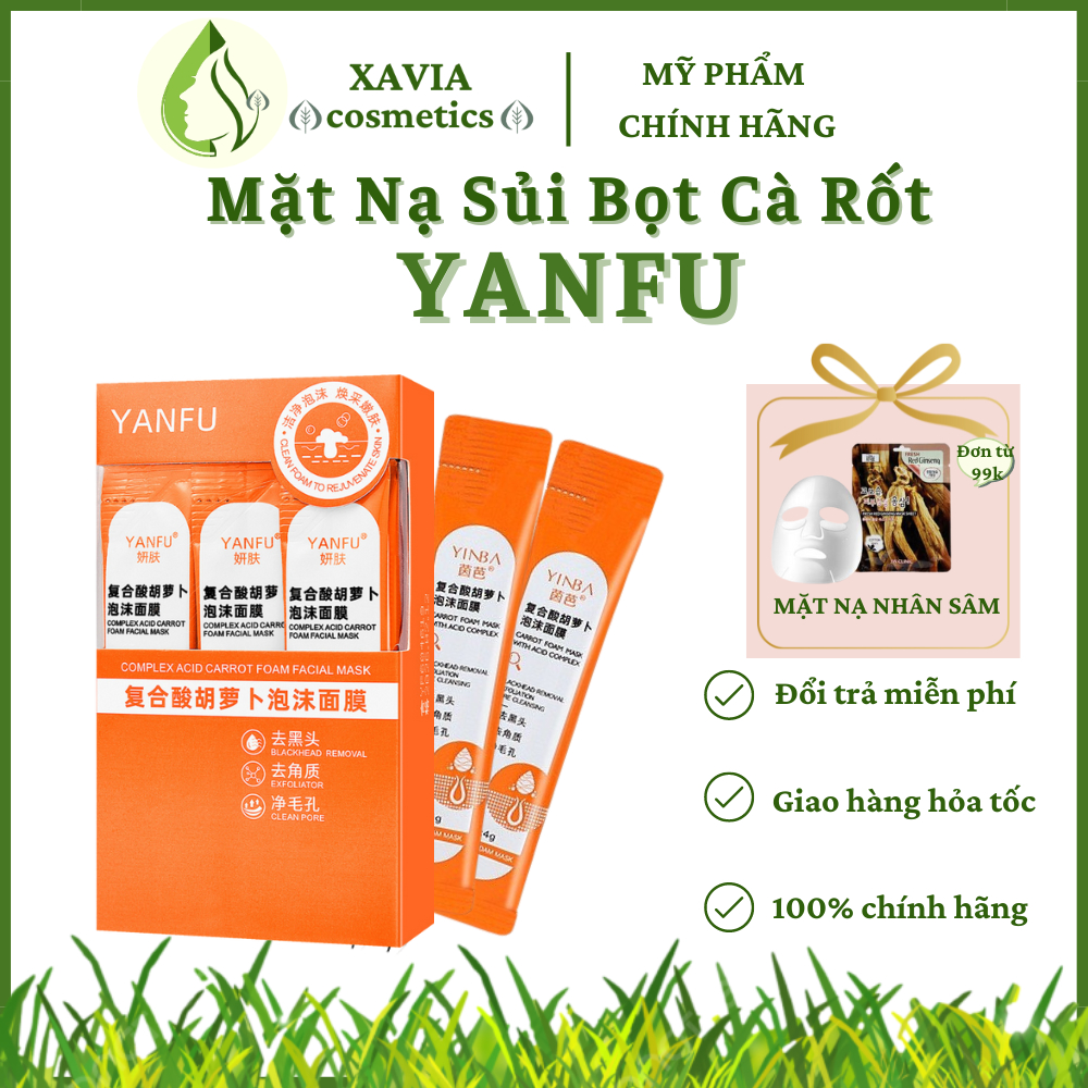 Mặt Nạ Sủi Bọt Thải Độc Cà Rốt  YANFU - Mặt nạ YANFU Detox Da Sáng Mịn, Hút Bụi Bẩn, Dầu Thừa, Giảm Mụn Đầu Đen - XAVIA