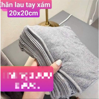Khăn lau bếp đa năng, khăn lau tay 2 mặt siêu thấm 15×26, khăn lau xám 20 x 20 cm