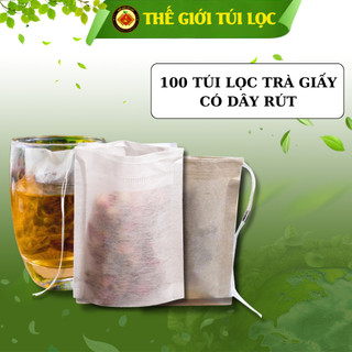 Túi lọc trà, cà phê, thảo dược PHUKIENTUILOC, làm bằng Giấy - có dây rút, tiện lợi - Combo 100 túi