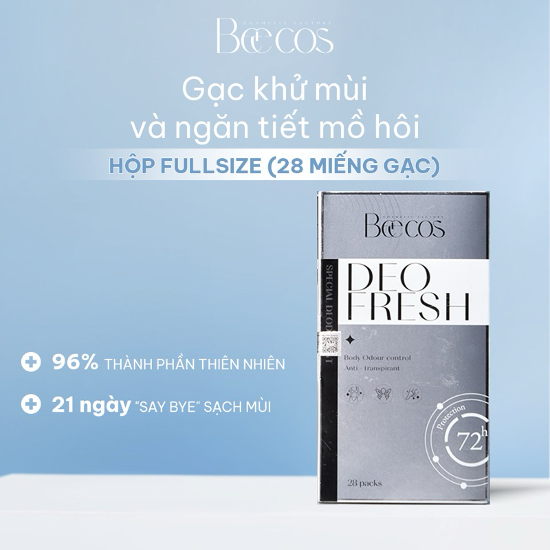 Gạc Lau Khử Mùi Beecos Deo Fresh Khử Mùi Hôi Chân Hôi Nách Ngăn Tiết Mùi Hôi Đến 72h - Fullsize