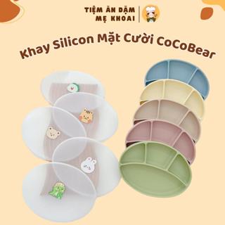 Khay ăn dặm silicone CocoBear kèm nắp 4 ngăn cho bé từ 5m+ ăn dặm kiểu nhật, có đế hít chống đổ