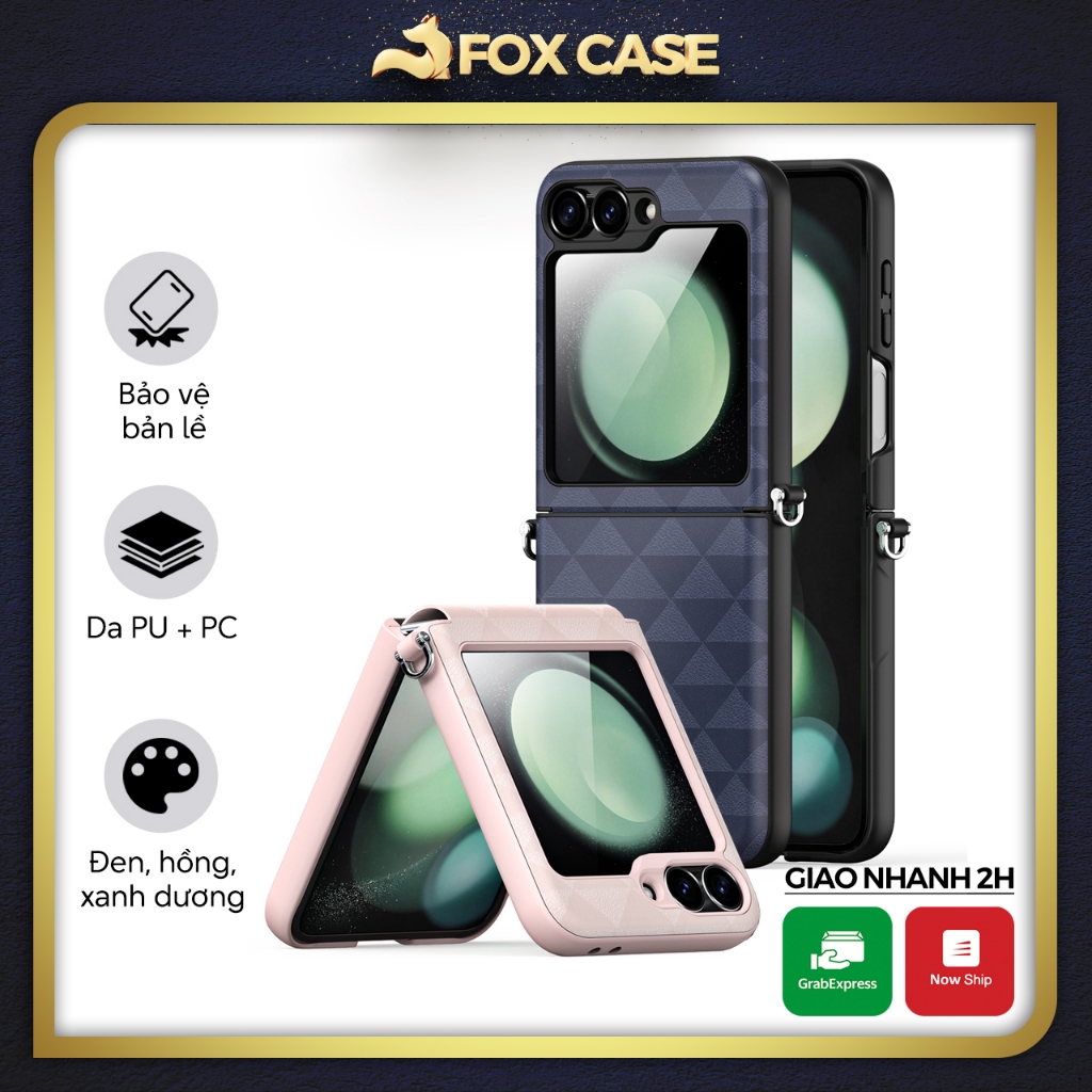 Ốp Z Flip6, Z Flip 6 bảo vệ bản lề, da PU cao cấp Dux Ducis Fitt Series Folding Folio phong cách doa