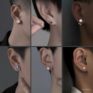 Bông Tai Nam Nữ Nụ Đính Đá Chuôi Bạc 925 Kin Accessories Khuyên Tai Thép Titan Xỏ Lỗ Basic Phụ Kiện Trang Sức Sang Trọng