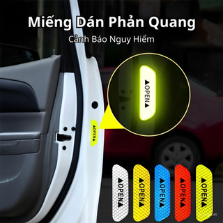 Miếng Dán Cảnh Báo Mở Cửa Ô Tô OPEN - Set 4 Tem Dán Xe Phản Quang Trong Môi Trường Đêm Tối, Thiếu Sáng [Hàng Loại Tốt]