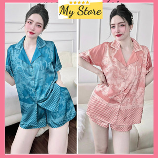 Đồ ngủ nữ, bộ đùi mặc nhà Pijama freesize dưới 60kg hàng thiết kế chất lụa latin loại 1 mềm mịn mát