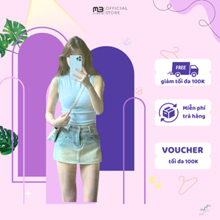 Chân váy Jean chữ A dáng ngắn chân váy bò quần giả váy cho nữ dáng chữ a cạp cao đi chơi đi biển JPRO3 MINBIN