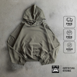 Áo Hoodie Gori - Form BOXY - Màu Xám Rêu