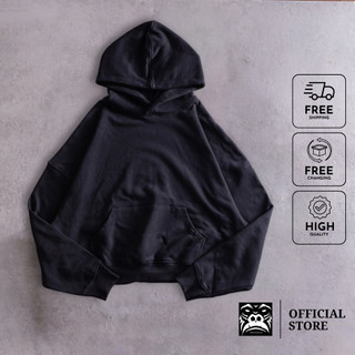 Áo hoodie gori - form boxy - màu đen chất liệu cao cấp