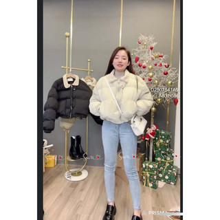 Áo khoác phao khóa kéo cổ lông, áo khoác nữ viens store