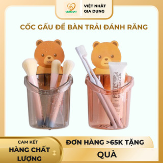 Cốc gấu để bàn trải đánh răng, giá đựng bàn trải dán tường hình gấu