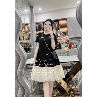 Đầm bầu hoa nơ chân cá công sở thời trang