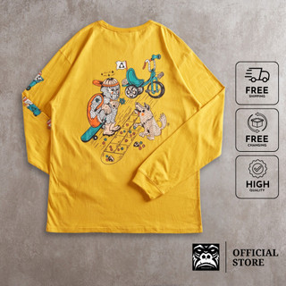 Áo thun tay dài gori oldskull | màu vàng họa tiết goricycle năng động