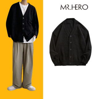 Áo khoác len cardigan unisex màu đen dài tay CD04 M.RO sweater thu đông form rộng dài Hàn Quốc Mrherovn
