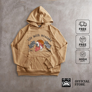 Áo Hoodie Tay Dài Gori | Màu Tan Form Rộng Họa Tiết Life With Mistake