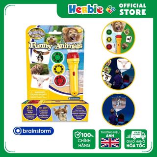 Đồ chơi đèn pin flashlight brainstorm toys funny animals torch and projector e2072 - herbie toys