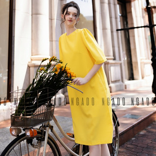 Đầm vàng tay lửng NGADO , đầm nữ , đầm thời trang , váy đi biển
