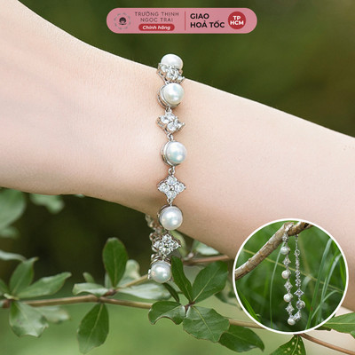 Lắc Tay Bạc 925 Đính Ngọc Trai 7Ly Sang Trọng, Tinh Tế - Ngọc Trai Trường Thịnh
