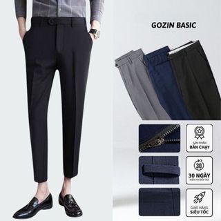 Quần âu nam GOZIN BASIC hàn quốc ống côn, quần tây nam chất vải Vitex hàn cao cấp -JA34
