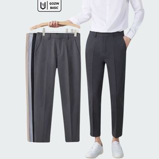 Quần âu nam hàn quốc GOZIN BASIC ống côn cao cấp chất Vitex co giãn dày dặn form slimfit hàn quốc -JA31