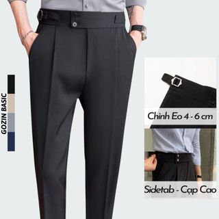 Quần Âu Nam Cạp Cao GOZIN BASIC, Quần Tây Nam Ống Suông Sidetab 2 Khuy Cài Cao Cấp Phong Cách Hàn Quốc -JA32