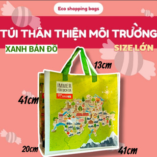 CÁN BÓNG - TÚI SIÊU THỊ, THÂN THIỆN MÔI TRƯỜNG, ECO SHOPPING BAG, ĐI CHỢ, ĐỰNG ĐỒ NẶNG, SIZE LỚN, HAI QUAI XÁCH