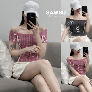 Áo Trễ Vai Beryl Đính Nơ Phong Cách Coquette Samsu.clothing_saigon