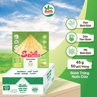 Thùng 50 Bì Bánh Tráng Nước Cốt Dừa Nướng Sẵn SACHI 70Gram