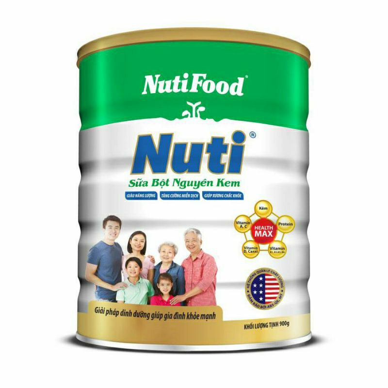 Sữa bột nguyên kem Nutifood hộp thiếc 900g