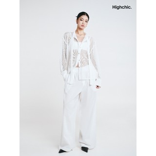 Highchic - quần dài linen trắng - kiểu dáng thanh lịch - stella pants