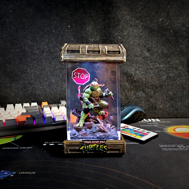 Đèn ngủ Ninja rùa cam, Desk lamp resin, đèn trang trí Ninja rùa, Orange ninja turtle lamp, đèn ngủ