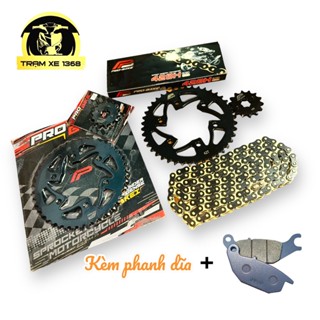  Nhông Sên Dĩa ProBike Thái Lan Xích 10 Ly Vàng Đen Ắc Đúc cho Exciter Winner Raider Sonic 