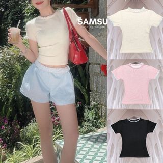 Áo Thun Nữ Phối Viền Ren Form Ôm Body Basic Dễ Thương Samsu.clothing_saigon