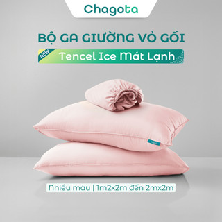 Bộ ga gối 3 món Lụa Tencel Ice size 1m2 đếm 2m mát lạnh Chagota Bedding màu trơn 2 vỏ gối 1 ga giường bo chun