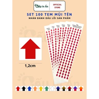 Set 100 miếng dán mũi tên in194 tem nhãn lỗi sản phẩm, ghi chú - 1,2cm - mt