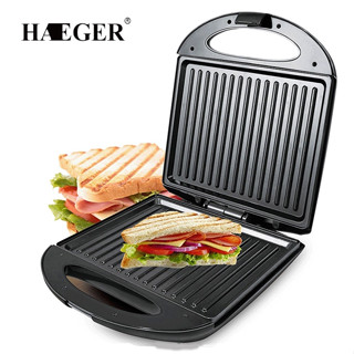 Máy nướng bánh mì sandwich, máy ép bánh mì HAEGER RAF 750W gia nhiệt kép, chống dính telfon siêu bền